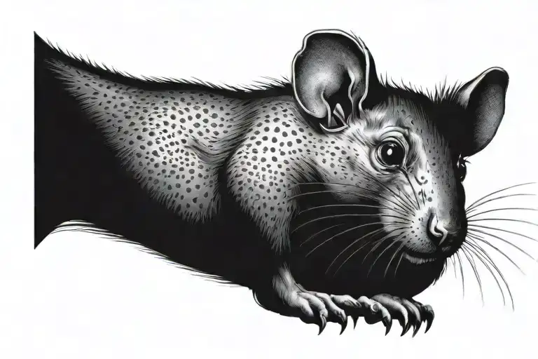 The rat is cute girl all red tattoo design idea