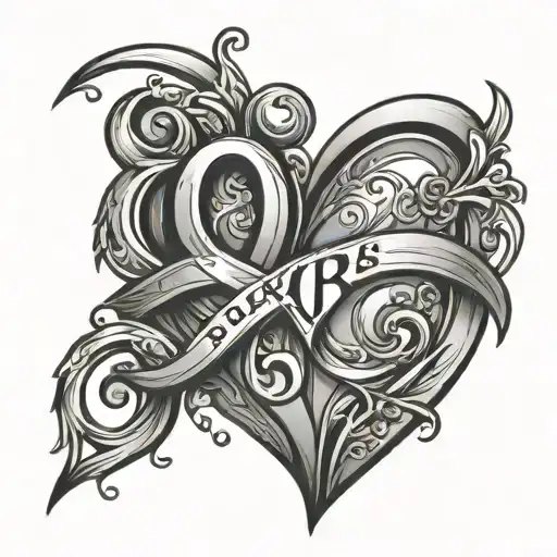 heart with initials letter intertwined yab cb tattoo design idea