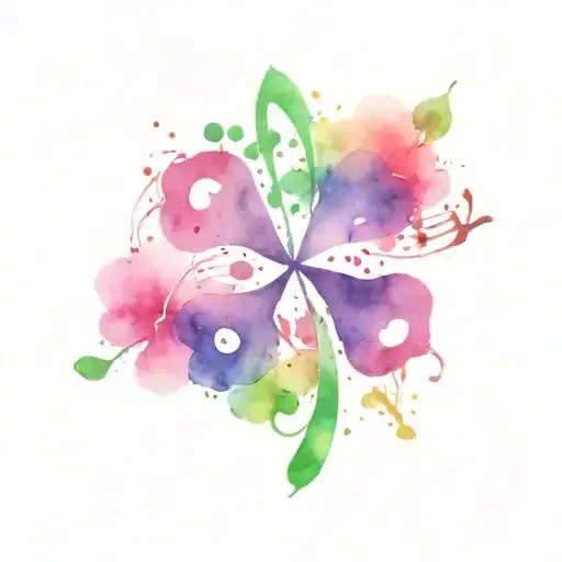 4 leaf clover and music symbols incorporated tattoo design idea