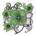 4 leaf clover and music symbols   tattoo design idea