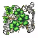 4 leaf clover and music symbols   tattoo design idea