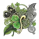 4 leaf clover and music symbols   tattoo design idea