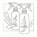 AJAX Spray and wipe bottle with stick figure arms and legs  tattoo design idea