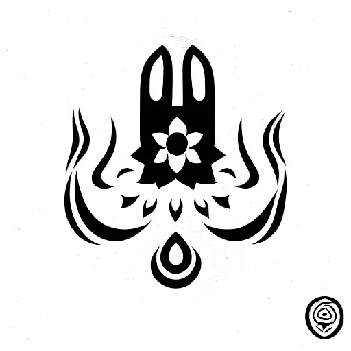 Unalome Symbol with hamsa and yin yang tattoo design idea