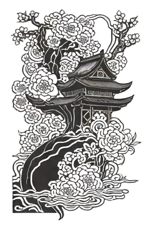 japanese inspired classical  tattoo design idea