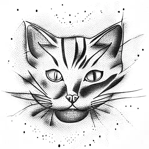 cat birthday tattoo design idea