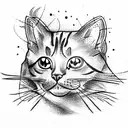 cat birthday tattoo design idea
