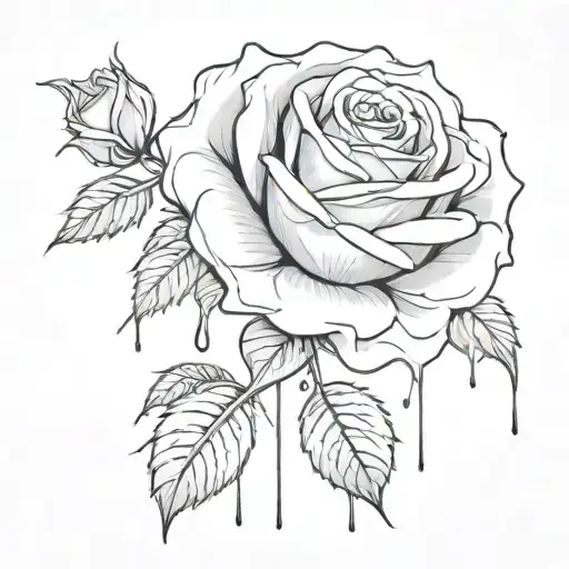 rose dripping blood tattoo design idea