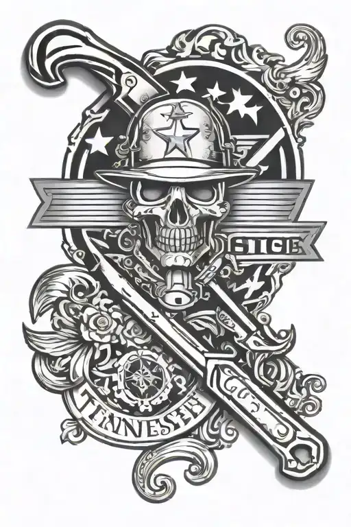 Tennessee state outline, wrench inside representing tattoo design idea