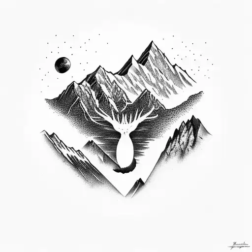nature paradox mountains tattoo design idea