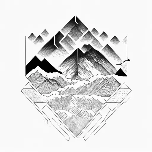 nature paradox mountains tattoo design idea