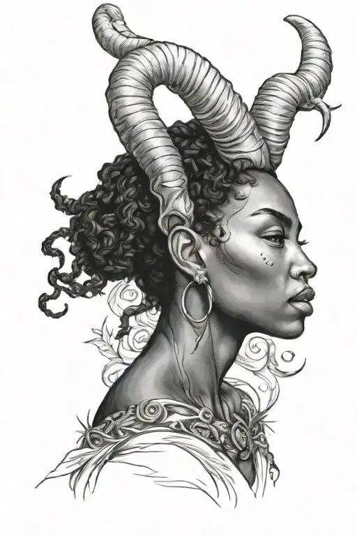 capricorn black women posing tattoo design idea