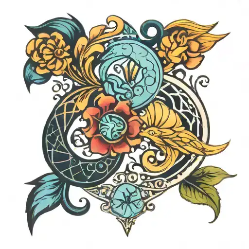 virgo and pisces sign mixed together symbolizing your love tattoo design idea