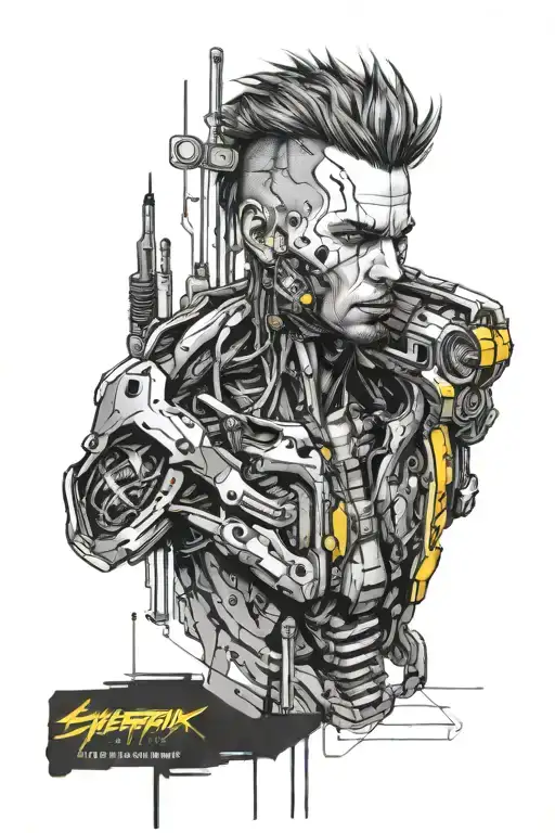 cyberpunk 2077 Cyberware implants tattoo design idea