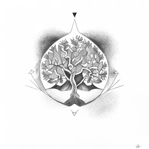 Arbre de vie, etoile, triangle tattoo design idea