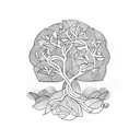 Arbre de vie intertwined with handcuffs tattoo design idea