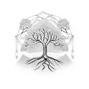 Arbre de vie intertwined with handcuffs tattoo design idea