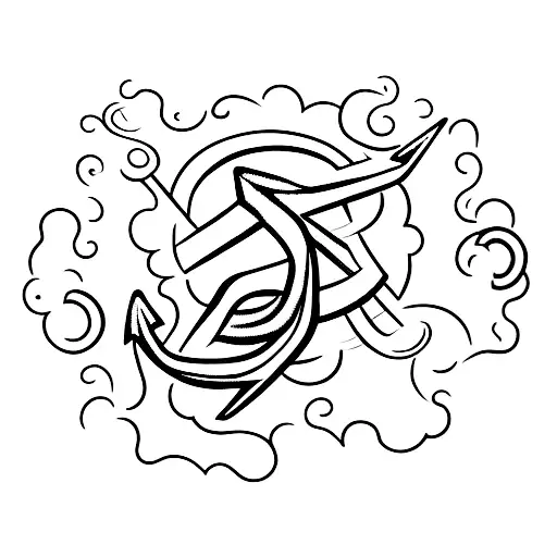 An anchor intertwined with a strike of lightning tattoo design idea