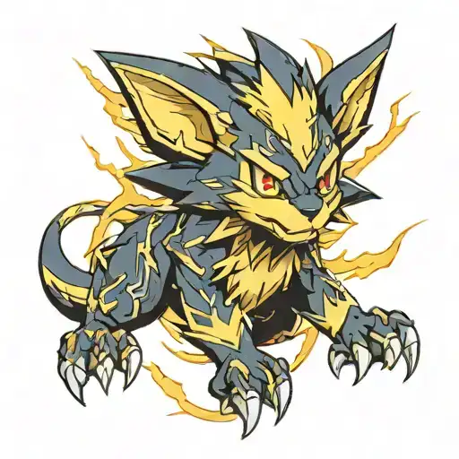 Pokemon: Luxray with lightning tattoo design idea