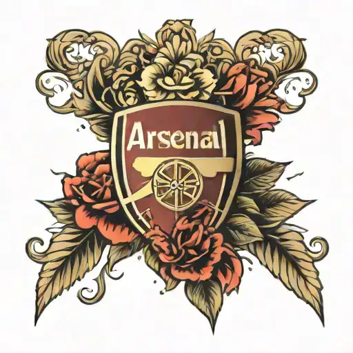 Arsenal Logo with flowers tattoo design idea