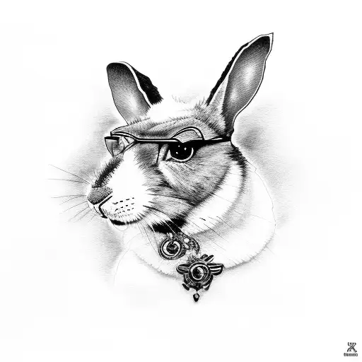 Portrait of Bad Bunny in dotwork style tattoo design idea