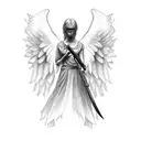 angel with knife tattoo design idea