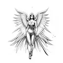 angel with knife tattoo design idea