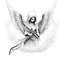 angel with knife tattoo design idea