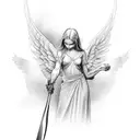 angel with knife tattoo design idea