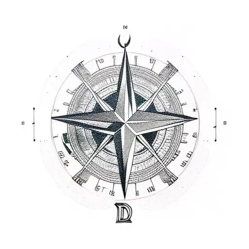 car drift with Mountain View and compass and dartboard  tattoo design idea