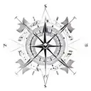 Mountain Scene compass car drift dartboard  tattoo design idea