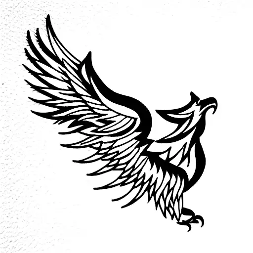 Wolf pheonix and eagle wings tattoo design idea