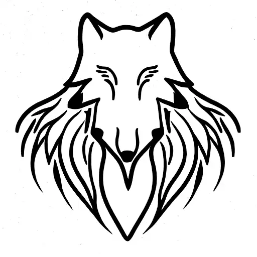 Wolf face, angel wings, placeholder for name tattoo design idea