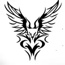 Wolf face, pheonix and eagle wings tattoo design idea