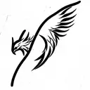 Wolf pheonix and eagle wings tattoo design idea