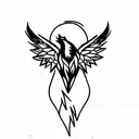 Wolf pheonix and eagle wings tattoo design idea