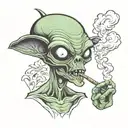 smoking alien smoking a joint tattoo design idea