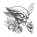 smoking alien smoking a joint tattoo design idea