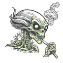 smoking alien smoking a joint tattoo design idea