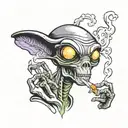 smoking alien smoking a joint tattoo design idea