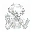 ufo alien smoking zaza, joing, extraterrestrial forces inspired tattoo design idea