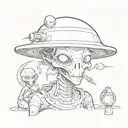 ufo alien smoking zaza, joing, extraterrestrial forces inspired tattoo design idea