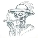 ufo alien smoking zaza, joing, extraterrestrial forces inspired tattoo design idea