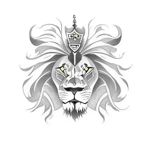 courage, lion, samurai  tattoo design idea