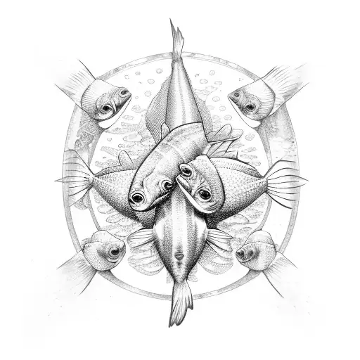 A school of fish swimming around a quad bike tattoo design idea