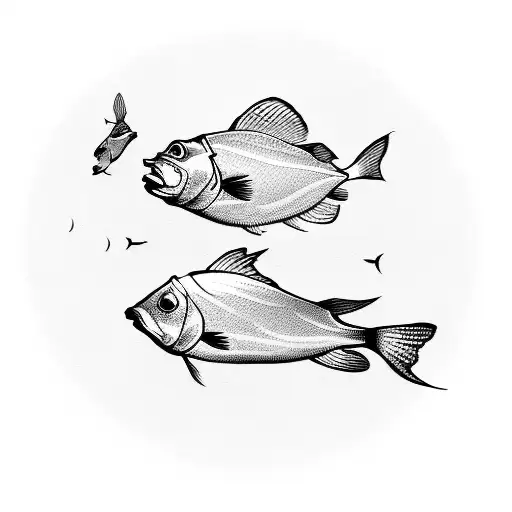 A school of fish swimming around a quad bike tattoo design idea