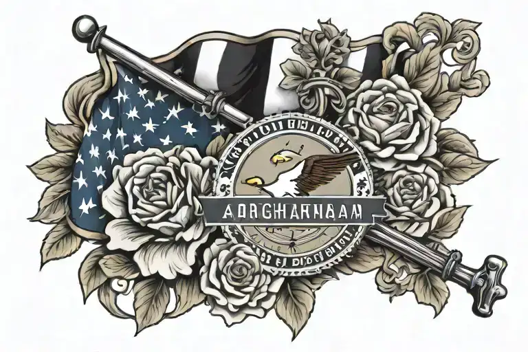 Afghanistan United States Army combat veteran inspired tattoo for shoulder area tattoo design idea