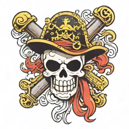 one piece pirates Jolly Roger tattoo design idea