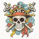 one piece pirates Jolly Roger tattoo design idea