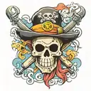 one piece pirates Jolly Roger tattoo design idea